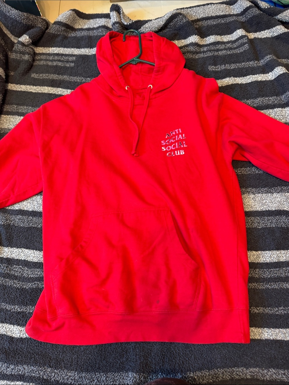 Anti Social Social Club Red Crewneck Hoodie with Chest Logo